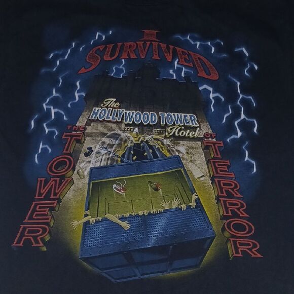 Vintage Black Tower of Terror Graphic T-Shirt Disney - Picture 2 of 6